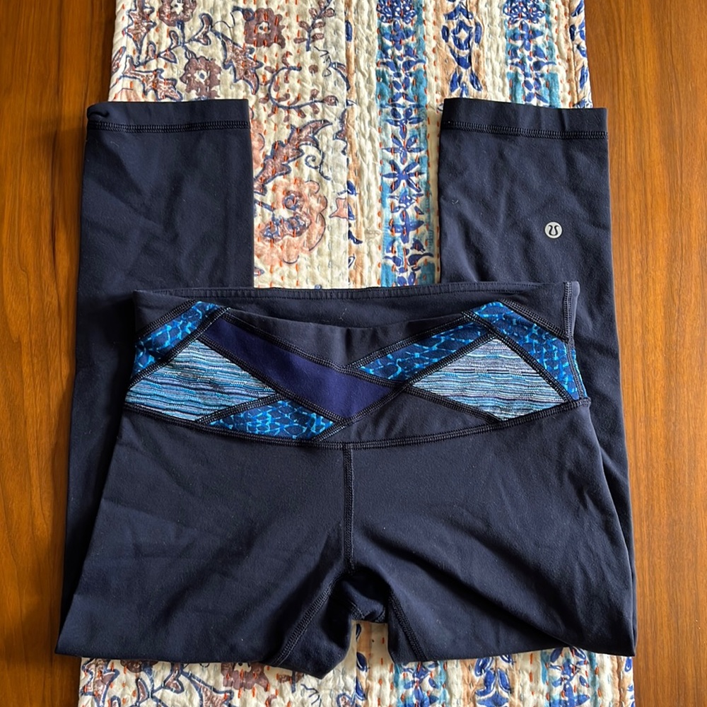 Women's Black and Blue Yoga Pants